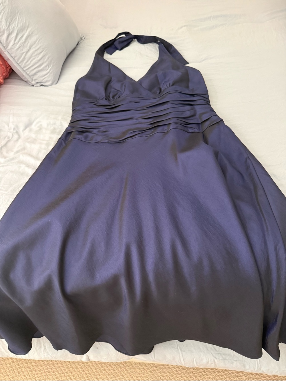 Jones New York Navy Halter Satin Midi Dress